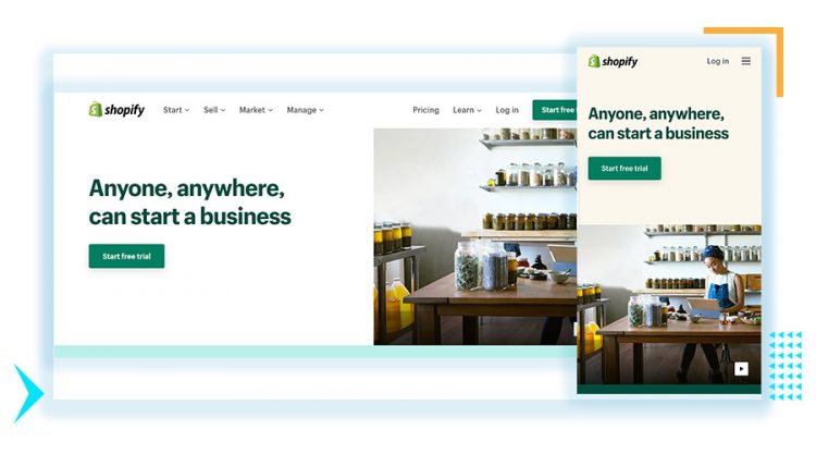 Shopify desktop and mobile screenshots as an example of responsive web design