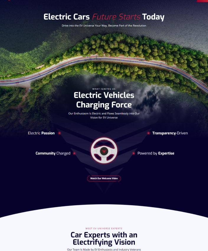EV Universe full web design image
