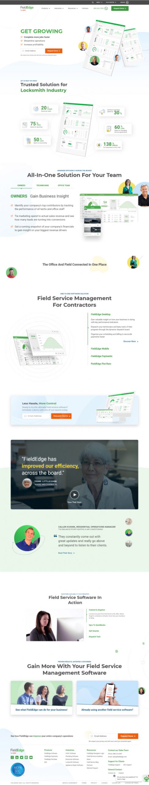 FieldEdge full web design image