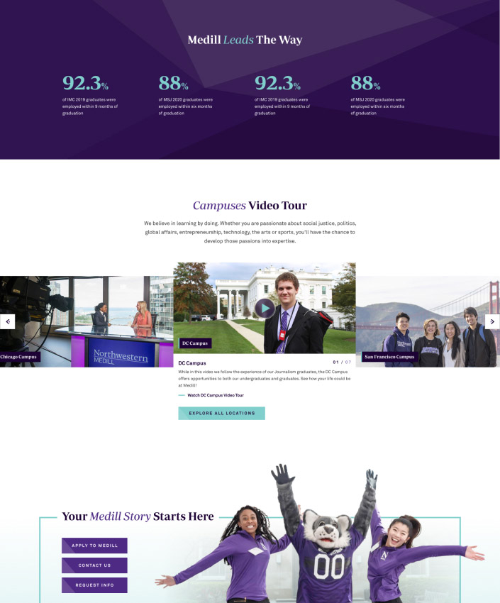 Northwestern University full web design image